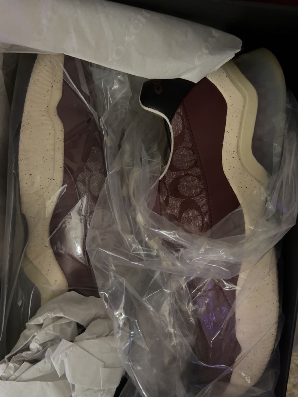 Coach Men’s Maroon Fashion Sneaker - Signature Pattern